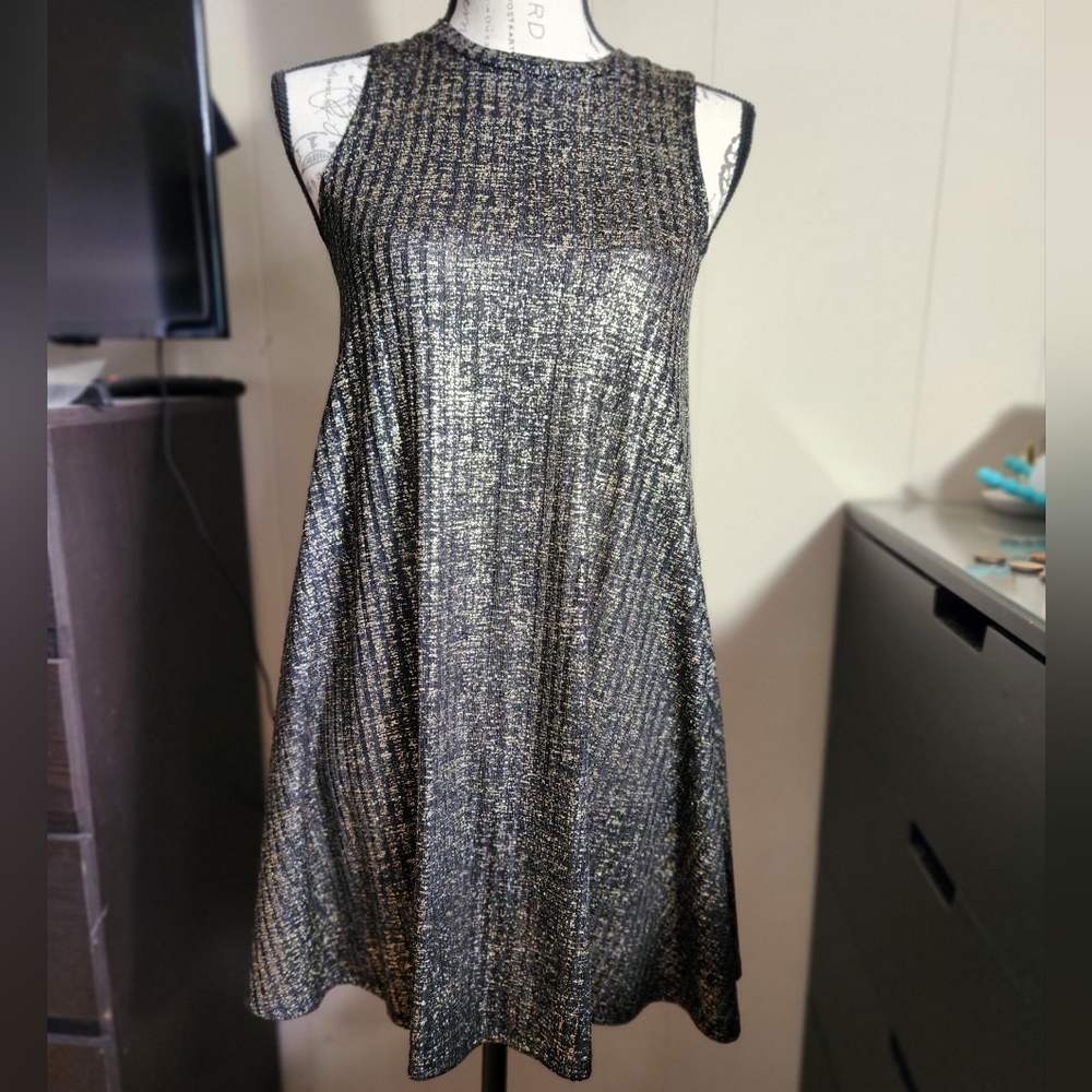 Black and gold swing dress